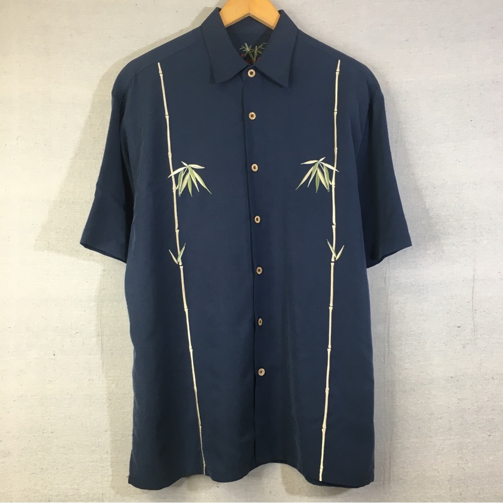 Vintage Tommy Bahama Bamboo Cay Mens Embroidered Double Palm Shirt